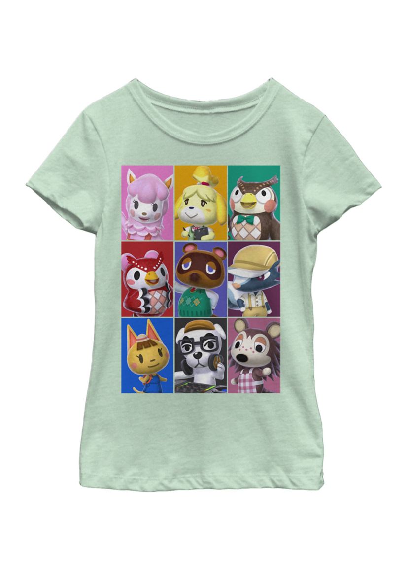 Girls 7-16 Animal Crossing Towns Folk Yearbook Photo Style Poster Short Sleeve Graphic T-Shirt