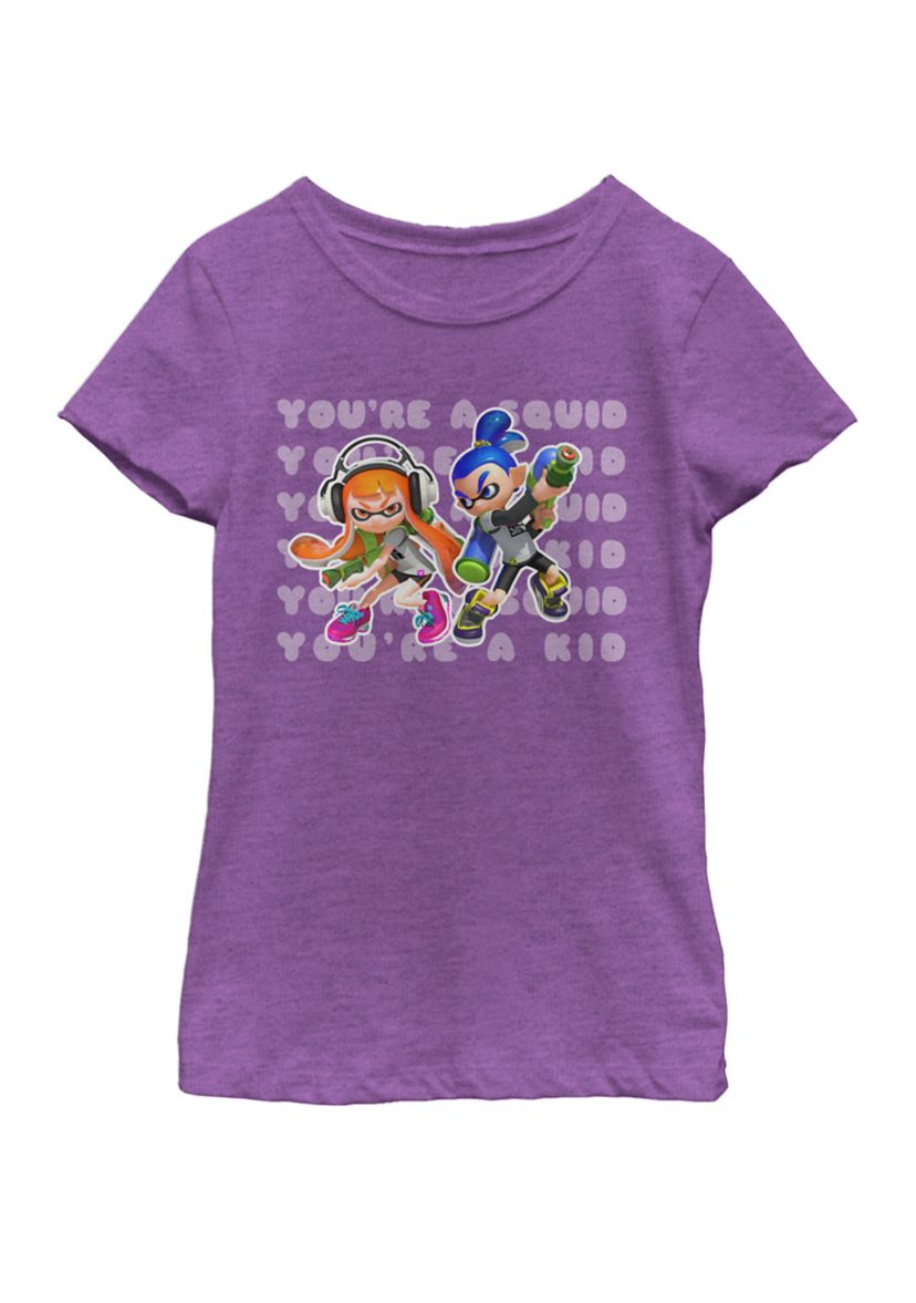 Girls 7-16 Splatoon Youre A Squid Or A Kid Short Sleeve Graphic T-Shirt