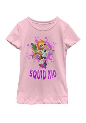 Nintendo Girls 7-16 Splatoon Squid Kid Pink Splat Short Sleeve Graphic T-Shirt, X-Large