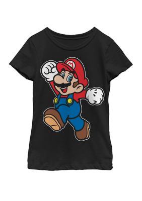 Nintendo Girls 7-16 Super Mario Classic Jump Portrait Short Sleeve Graphic T-Shirt, Black, X-Large