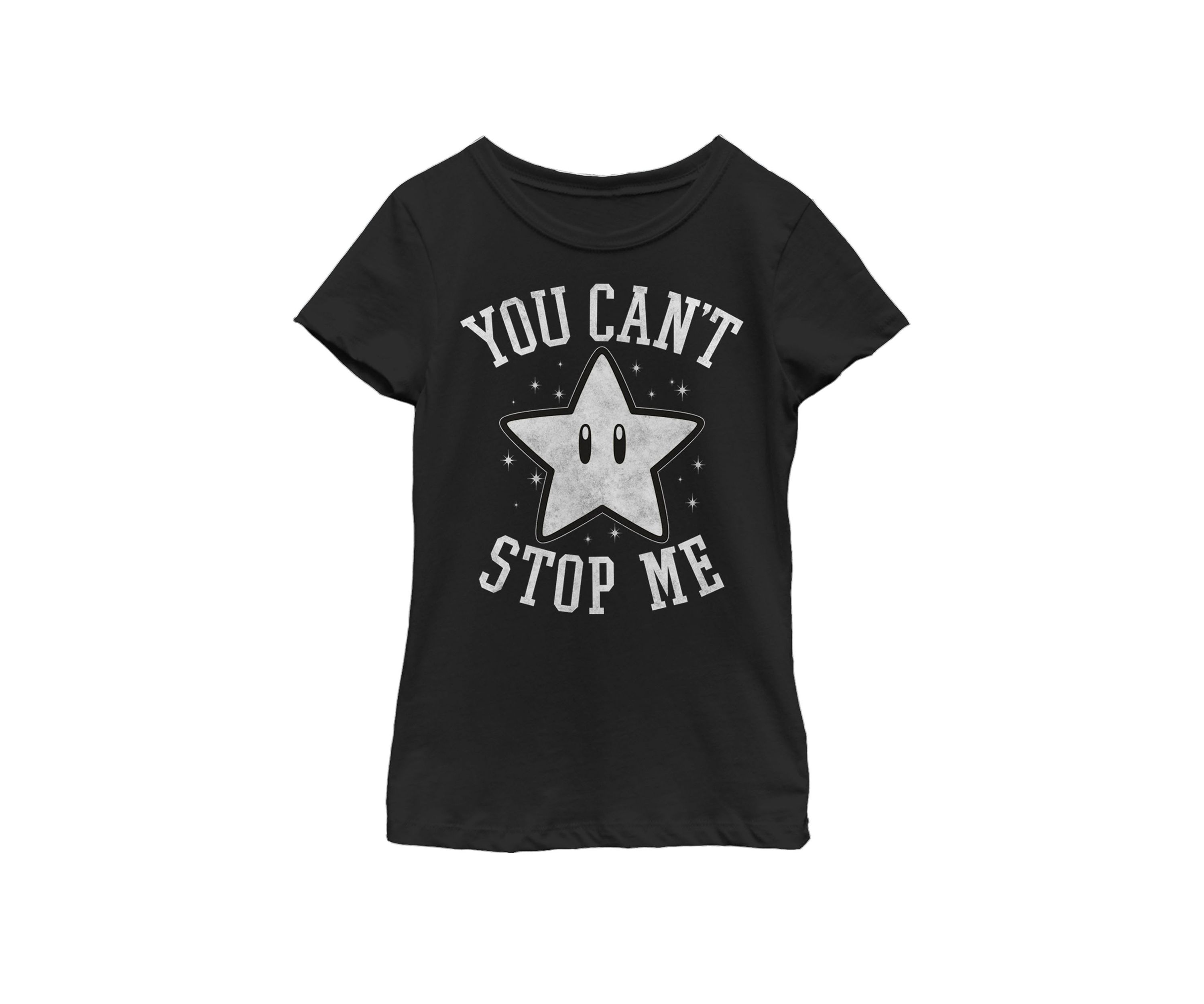 Girls 7-16 Super Mario You Cant Stop Me Neon Gradient Portrait Short Sleeve Graphic T-Shirt