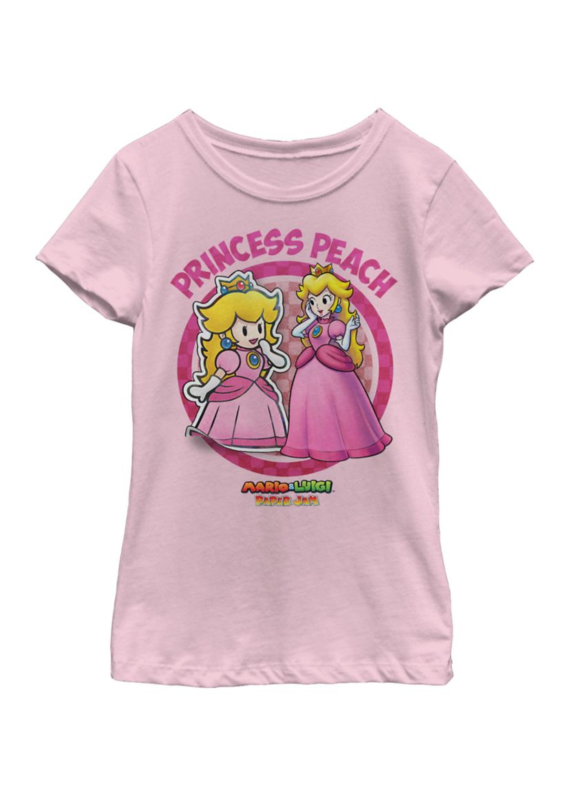 Girls 7-16 Mario and Luigi Paper Jam Princess Peach Short Sleeve Graphic T-Shirt
