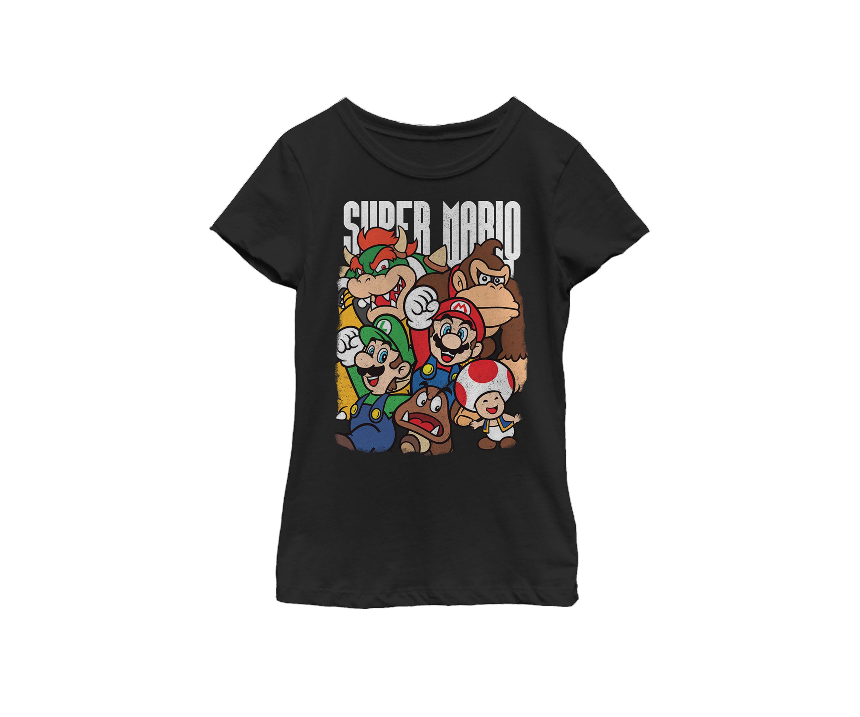 Girls 7-16 Super Mario Character Compilation Short Sleeve Graphic T-Shirt