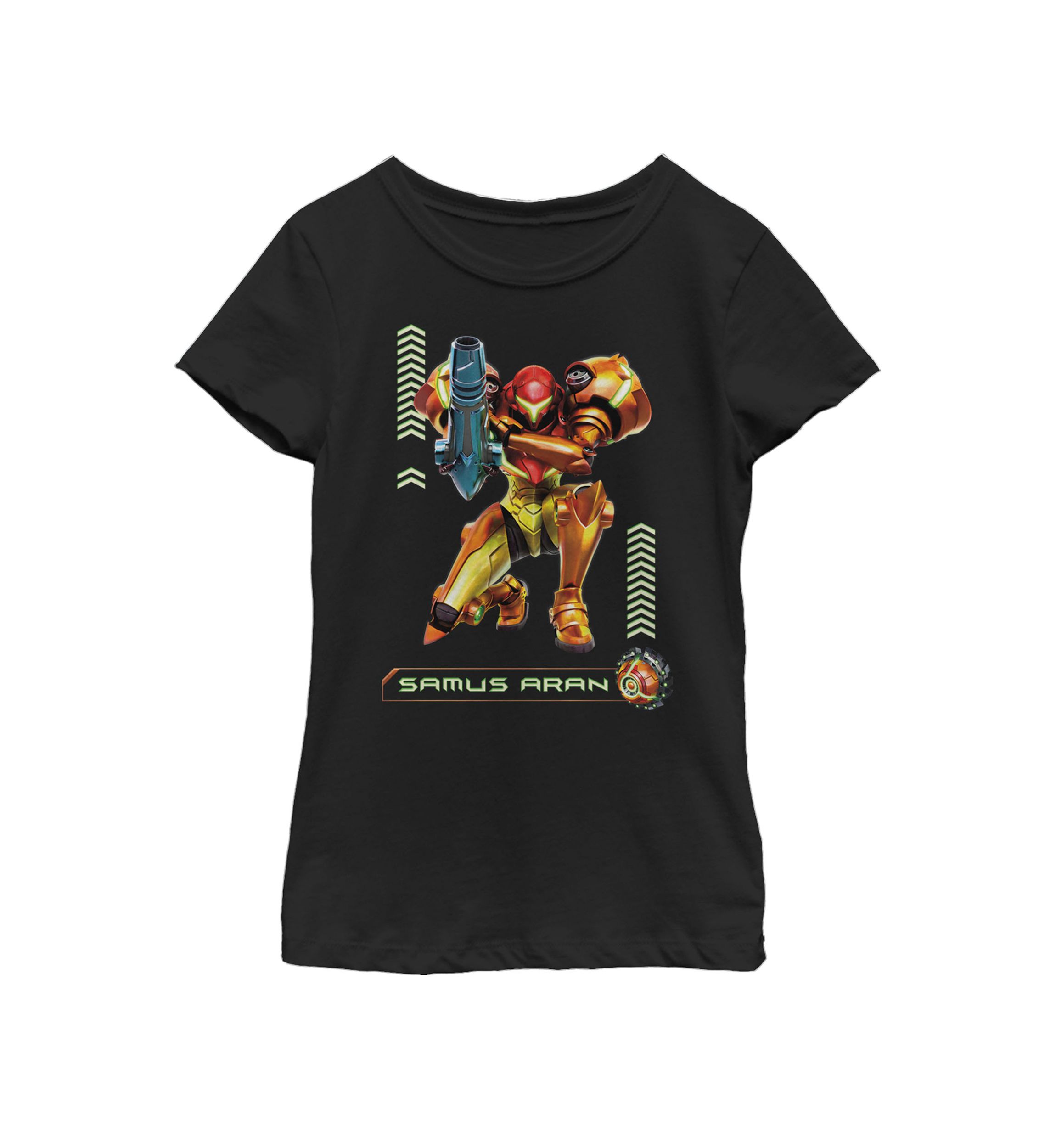 Girls 7-16 Metriod Samus Aran Kneel Blaster Detailed Short Sleeve Graphic T-Shirt