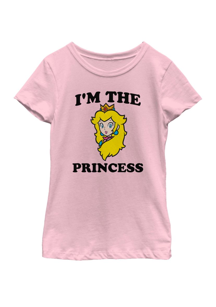 Girls 7-16 Super Mario Princess Peach Im The Princess Head Shot Short Sleeve Graphic T-Shirt