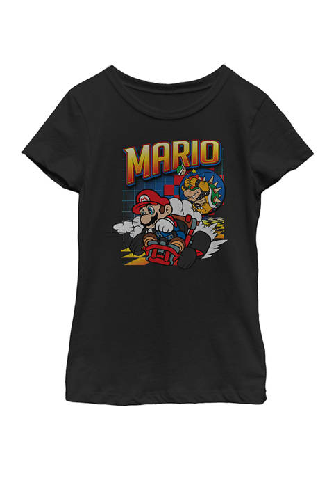 Girls 7-16 Mario Kart Bowser Mario Racing Short Sleeve Graphic T-Shirt