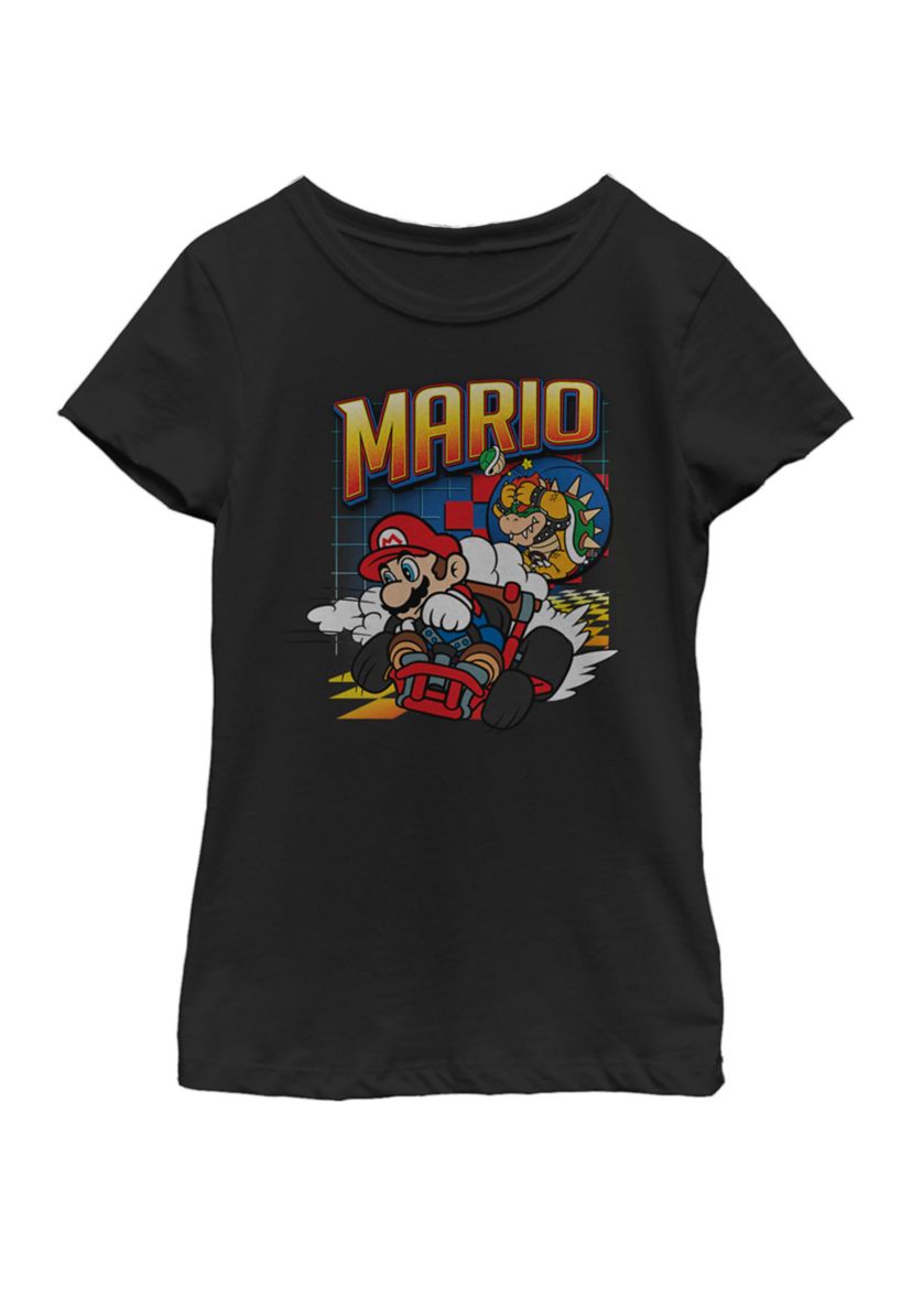 Girls 7-16 Mario Kart Bowser Mario Racing Short Sleeve Graphic T-Shirt