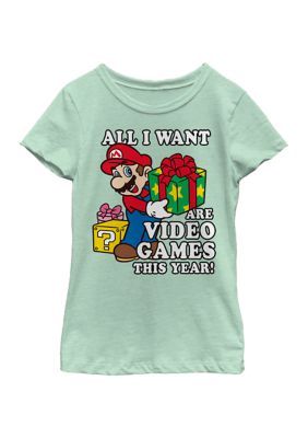 Nintendo Girls 4-6x Give Video Games Top, Mint, Medium