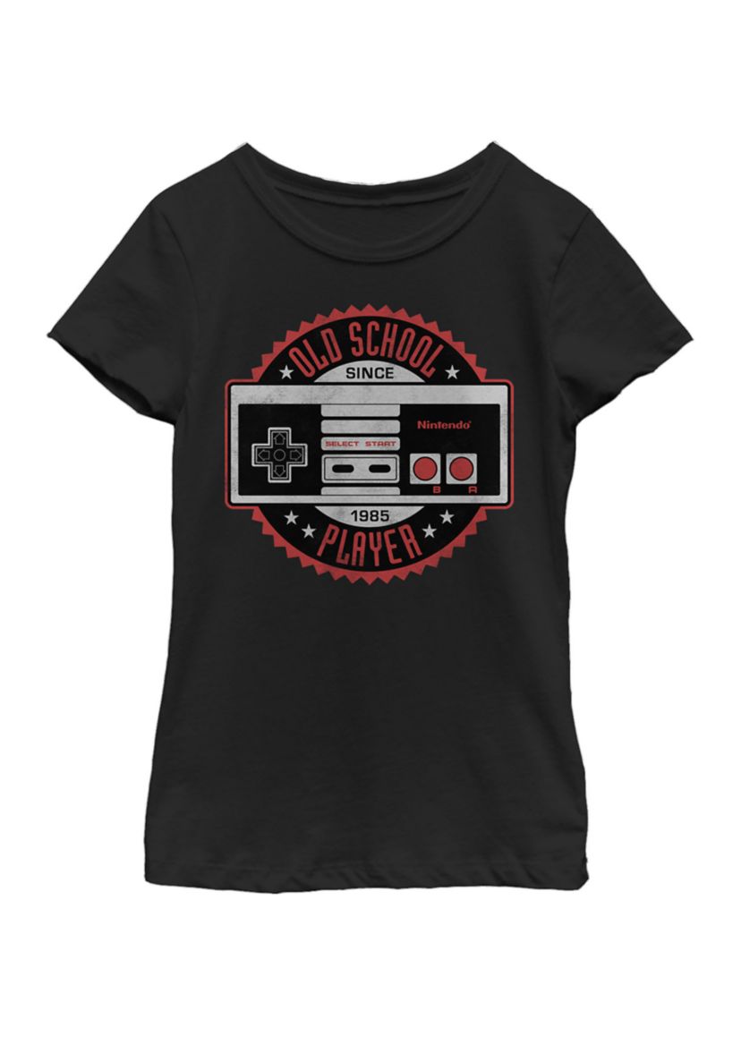 Girls 7-16 NES Controller Old School Player Short Sleeve Graphic T-Shirt