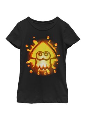 Nintendo Girls 7-16 Splatoon Inkling Halloween Pumpkin Short Sleeve Graphic T-Shirt, Black, X-Large