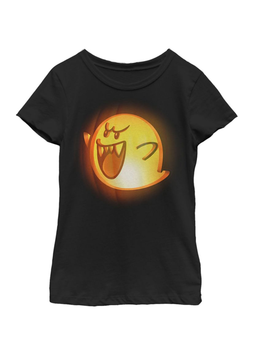 Girls 7-16 Super Mario Boo Halloween Pumpkin Short Sleeve Graphic T-Shirt