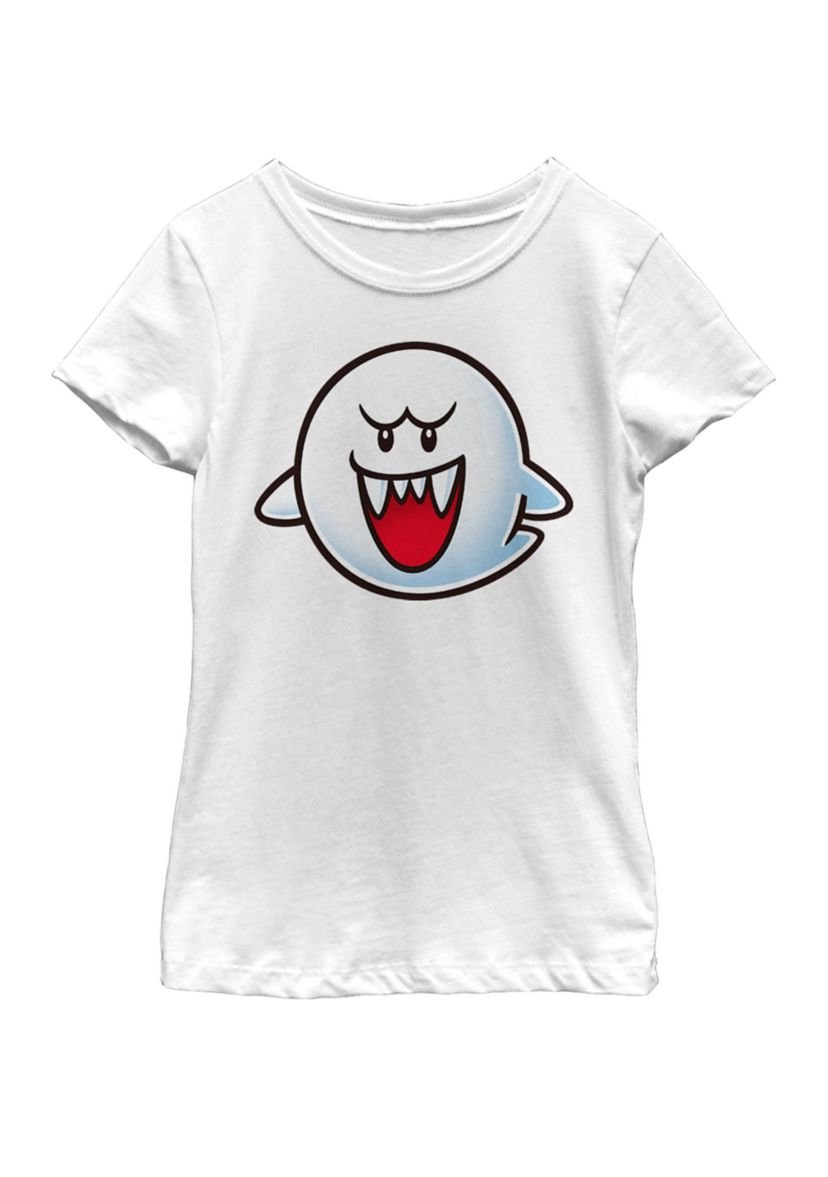 Girls 7-16 Super Mario Boo Face Short Sleeve Graphic T-Shirt
