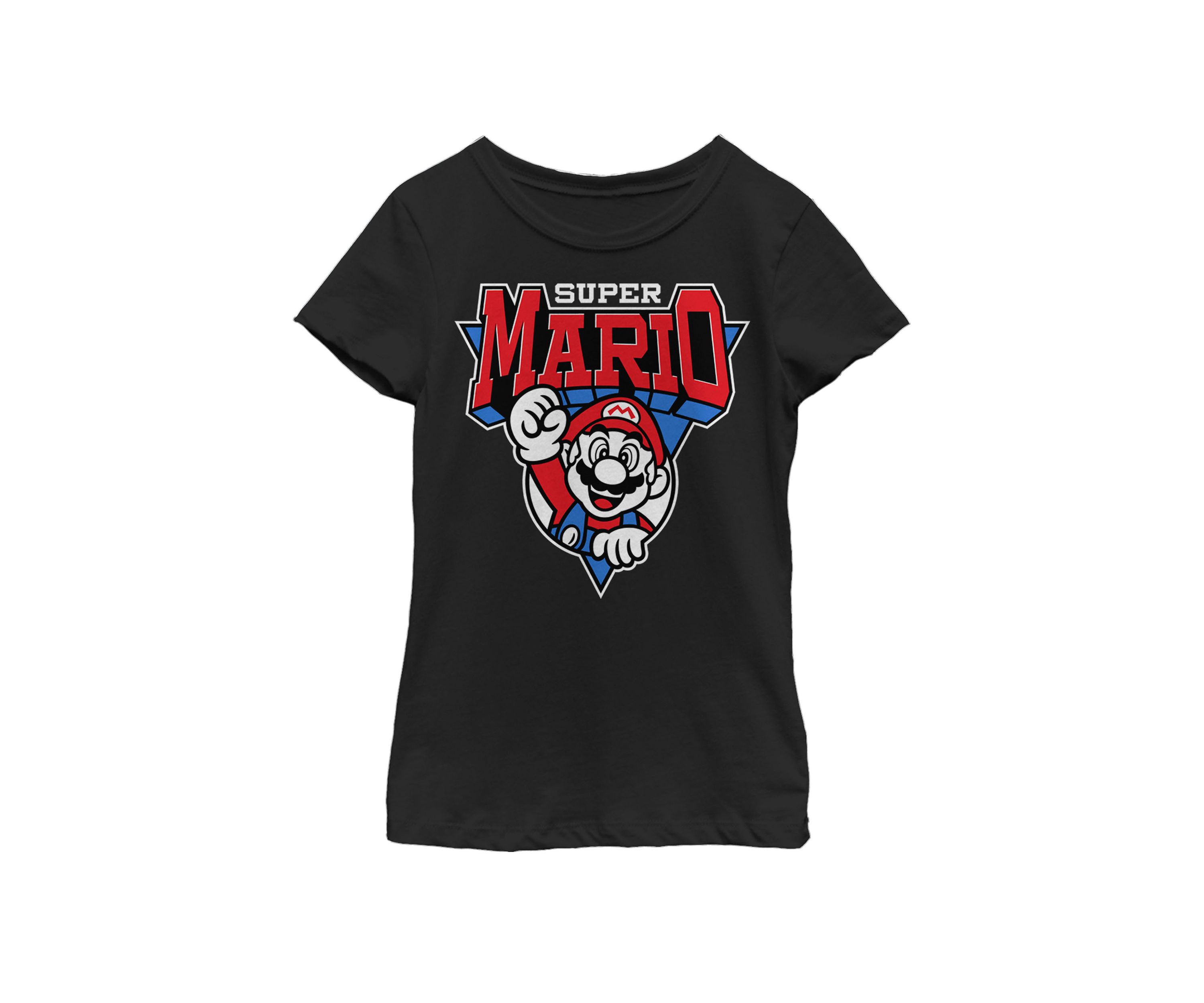 Girls 7-16 Super Mario Red White Blue Team Mario Short Sleeve Graphic T-Shirt