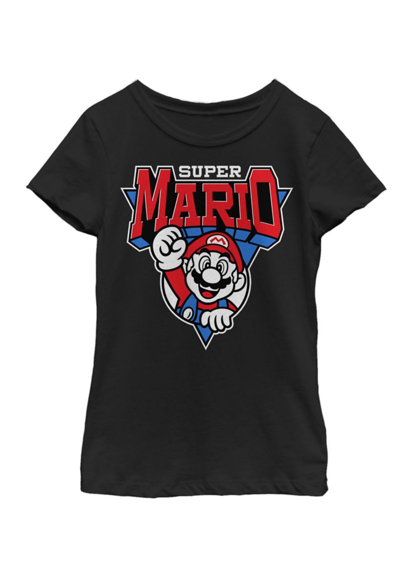 Girls 7-16 Super Mario Red White Blue Team Mario Short Sleeve Graphic T-Shirt