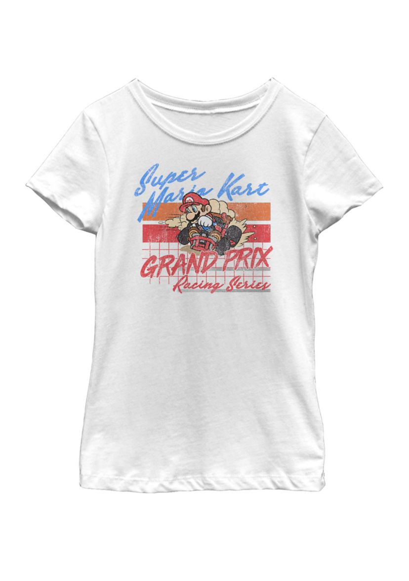 Girls 7-16 Mario Kart Racing Retro Drift Distressed Short Sleeve Graphic T-Shirt