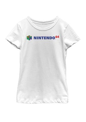 Nintendo Girls 7-16 Classic Full N64 Logo Short Sleeve Graphic T-Shirt