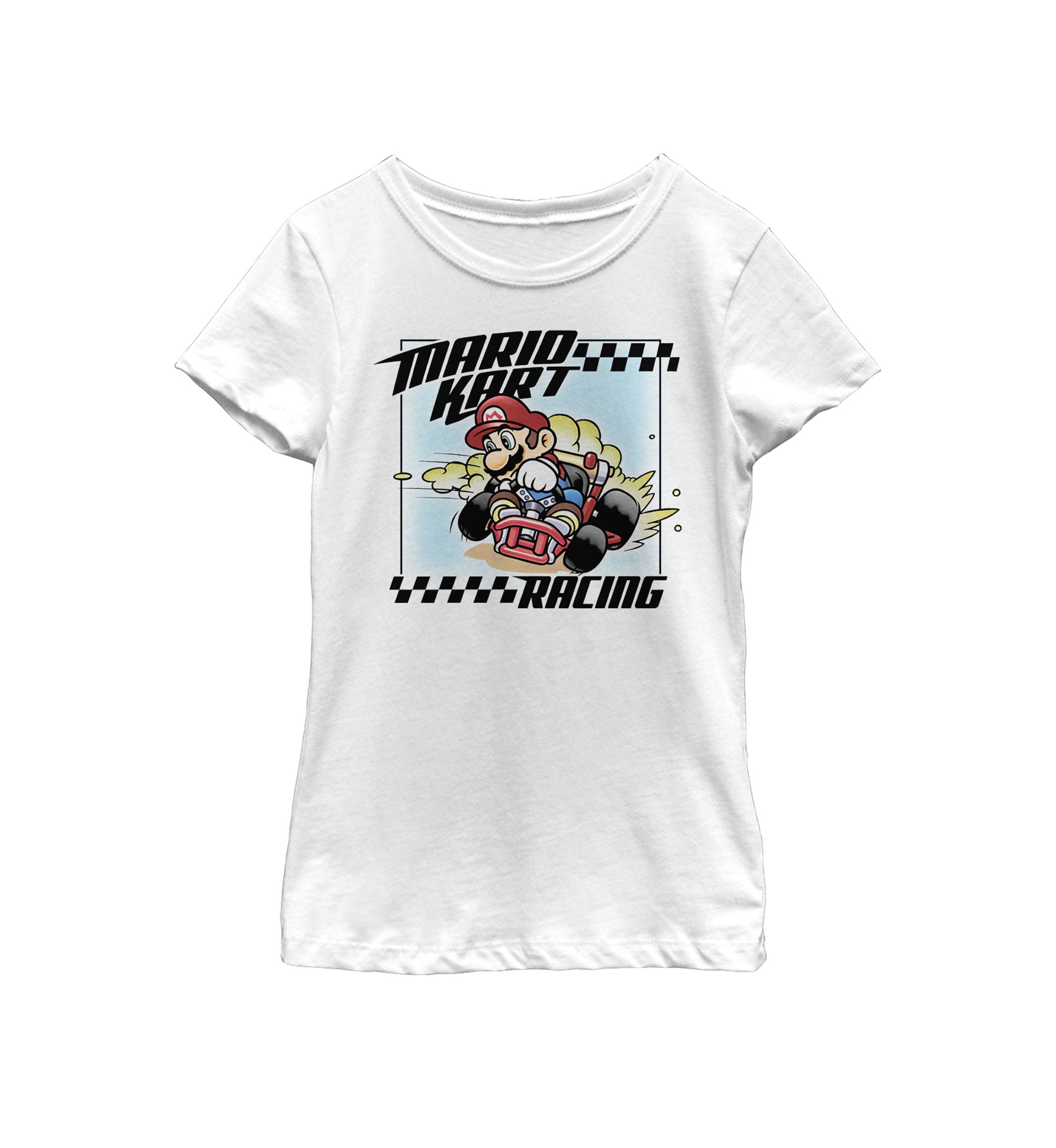 Girls 7-16 Mario Kart Racing Slide Drift Short Sleeve Graphic T-Shirt