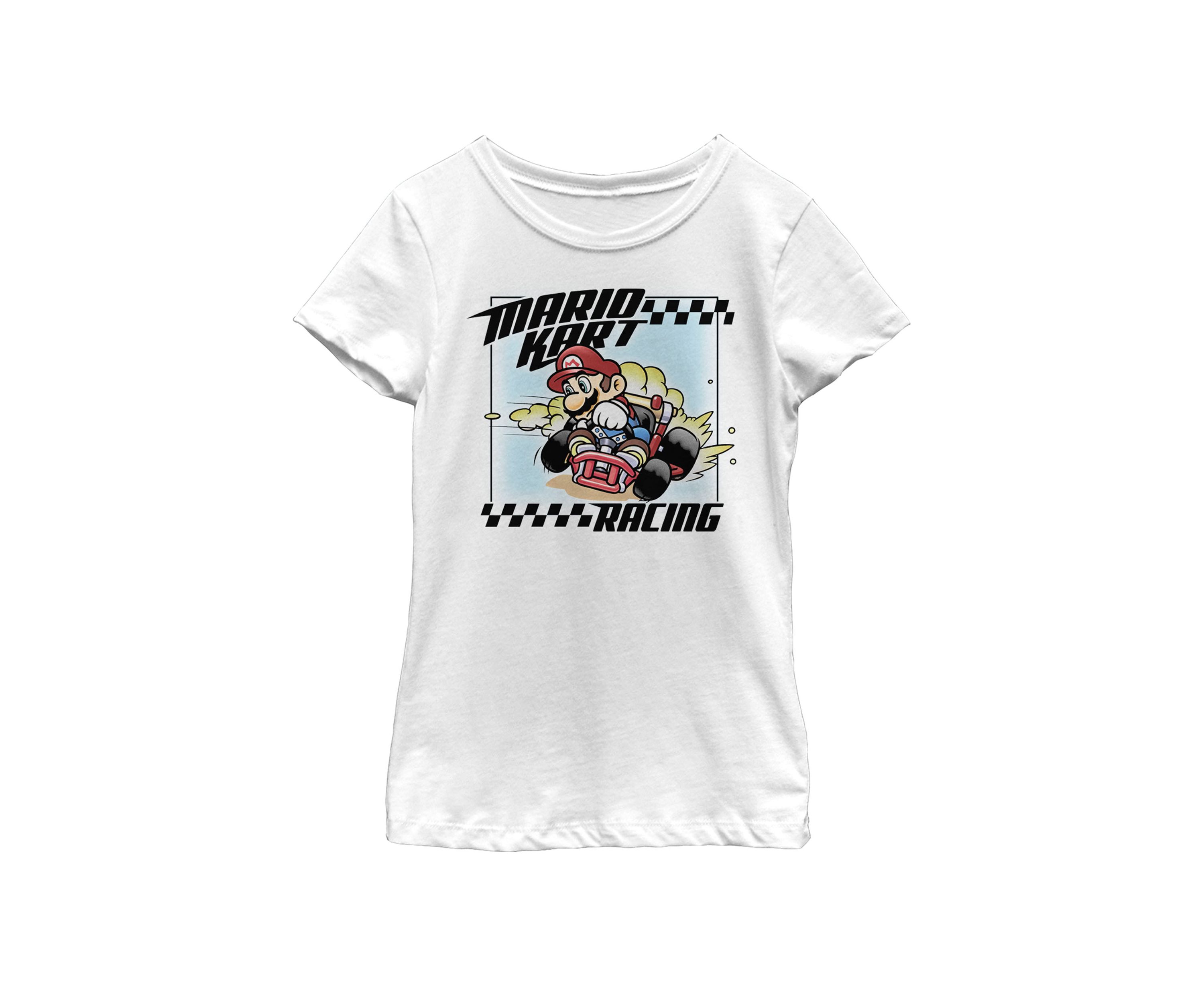 Girls 7-16 Mario Kart Racing Slide Drift Short Sleeve Graphic T-Shirt
