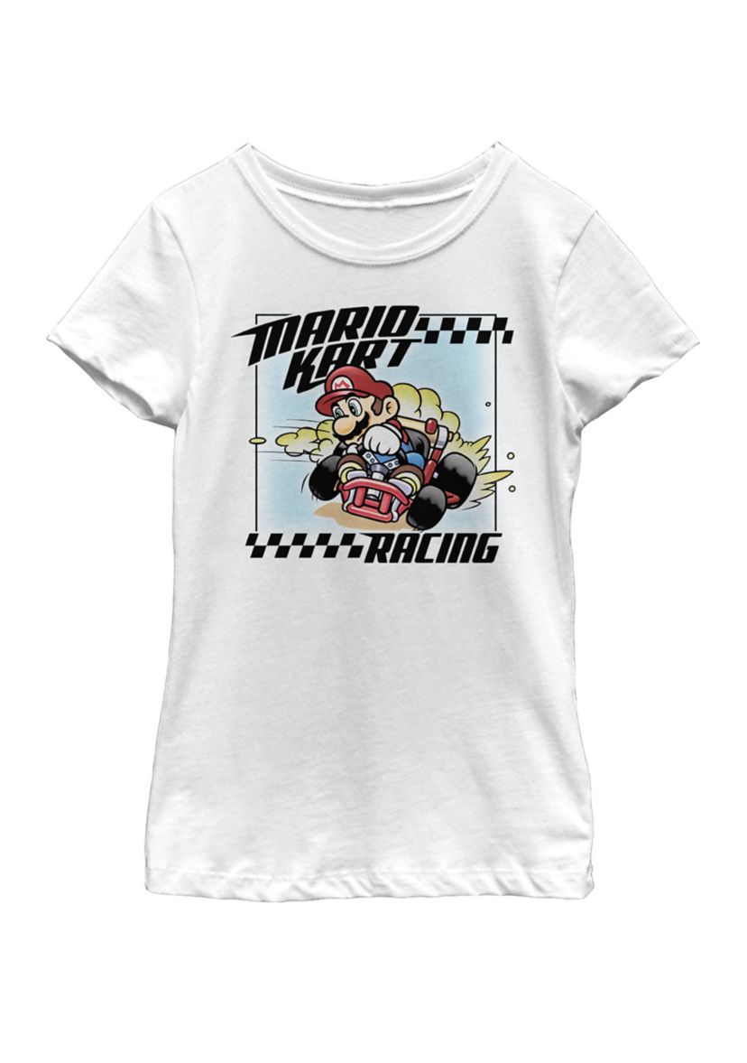 Girls 7-16 Mario Kart Racing Slide Drift Short Sleeve Graphic T-Shirt