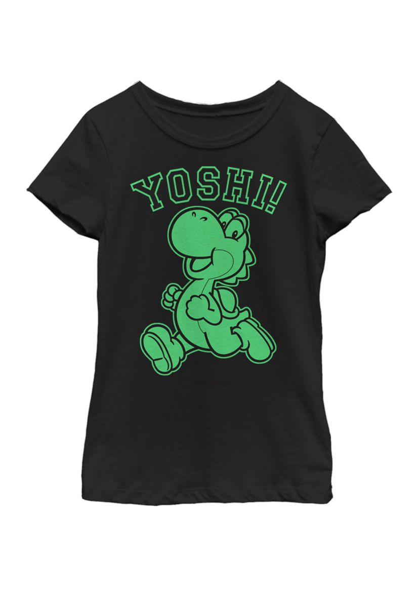 Girls 7-16 Super Mario Yoshi Green Run Classic Short Sleeve Graphic T-Shirt