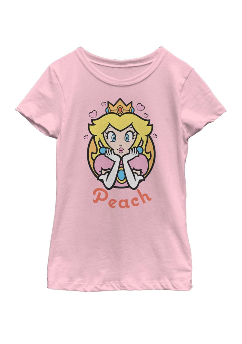 Girls 7-16 Super Mario Princess Peach Portrait Short Sleeve Graphic T-Shirt