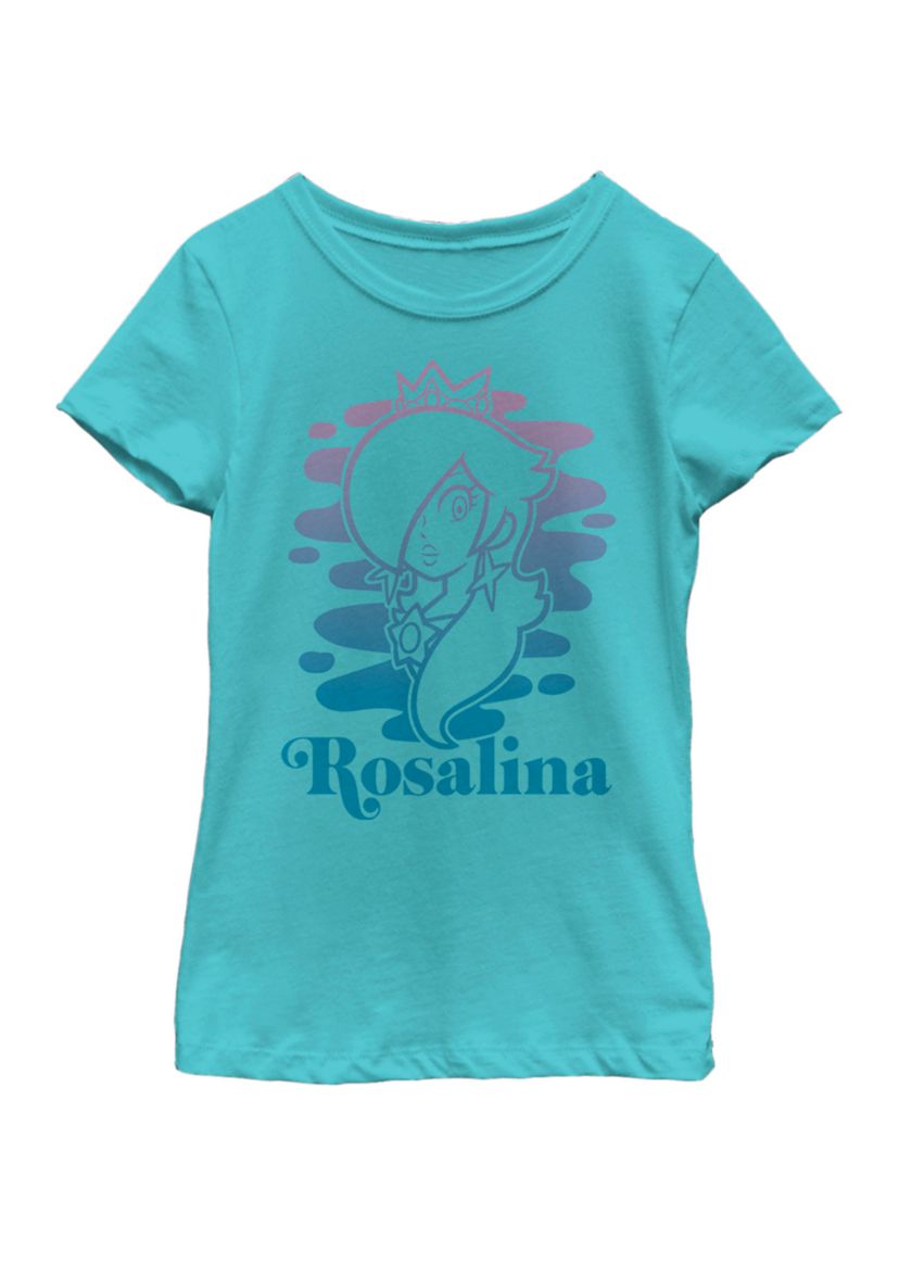 Girls 7-16 Super Mario Rosalina Gradient Outline Portrait Short Sleeve Graphic T-Shirt