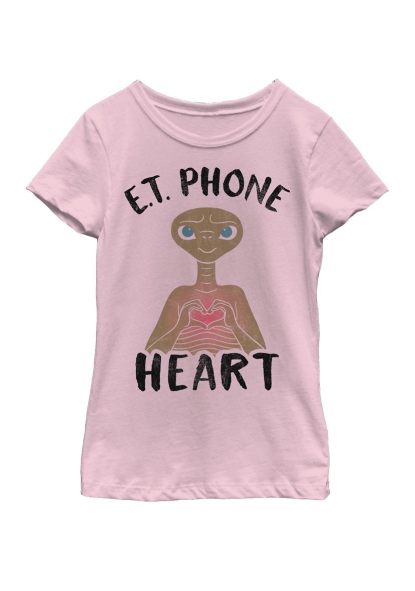 Girls 7-16 Phone Home Heart Hands Short Sleeve Graphic T-Shirt
