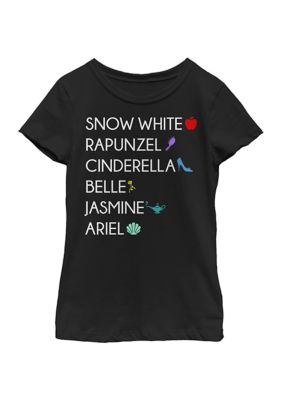 Disney Princess Girls 4-6x Princess List Graphic T-Shirt