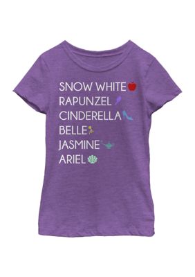 Disney Princess Girls 4-6x Princess List Graphic T-Shirt, Purple, Medium