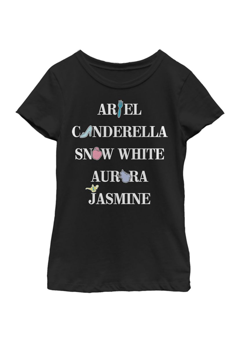 Girls 4-6x Princess Faux Patchy Icons Graphic T-Shirt