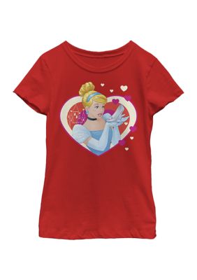 Disney Princess Girls 4-6x Cinderella Hearts Top, Red, Medium
