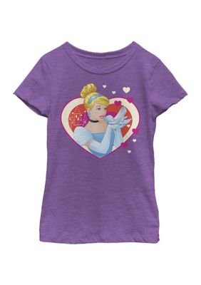 Disney Princess Girls 4-6x Cinderella Hearts Graphic Top, Purple, Small