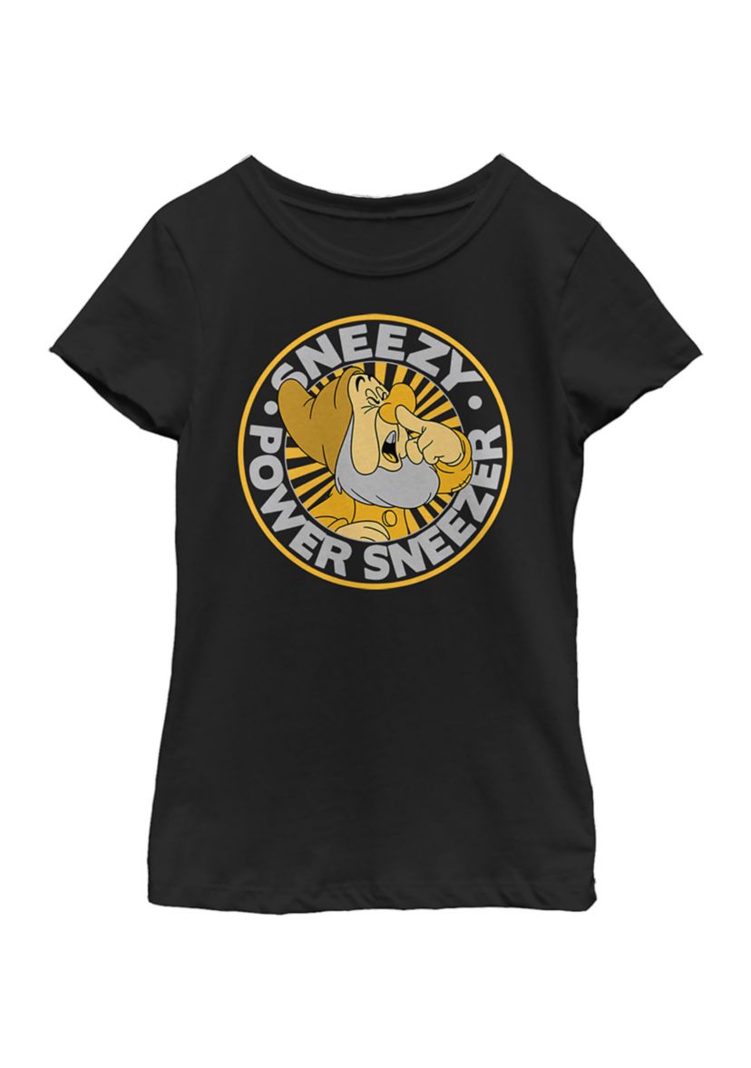 Girls 46x Disney Princess About Sneezy Round Graphic Top