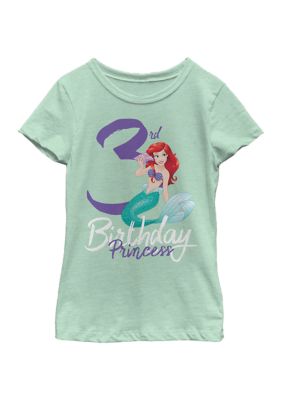 Disney Princess Girls 4-6x Birthday Mermaid Three Graphic T-Shirt, Mint, X-Large