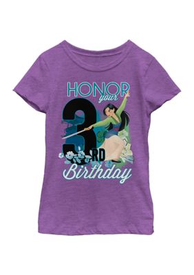 Disney Princess Girls 4-6X Mulan Three Birthday Graphic T-Shirt
