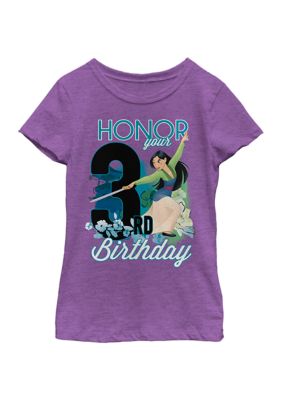 Disney Princess Girls 4-6x Mulan Three Birthday Graphic T-Shirt