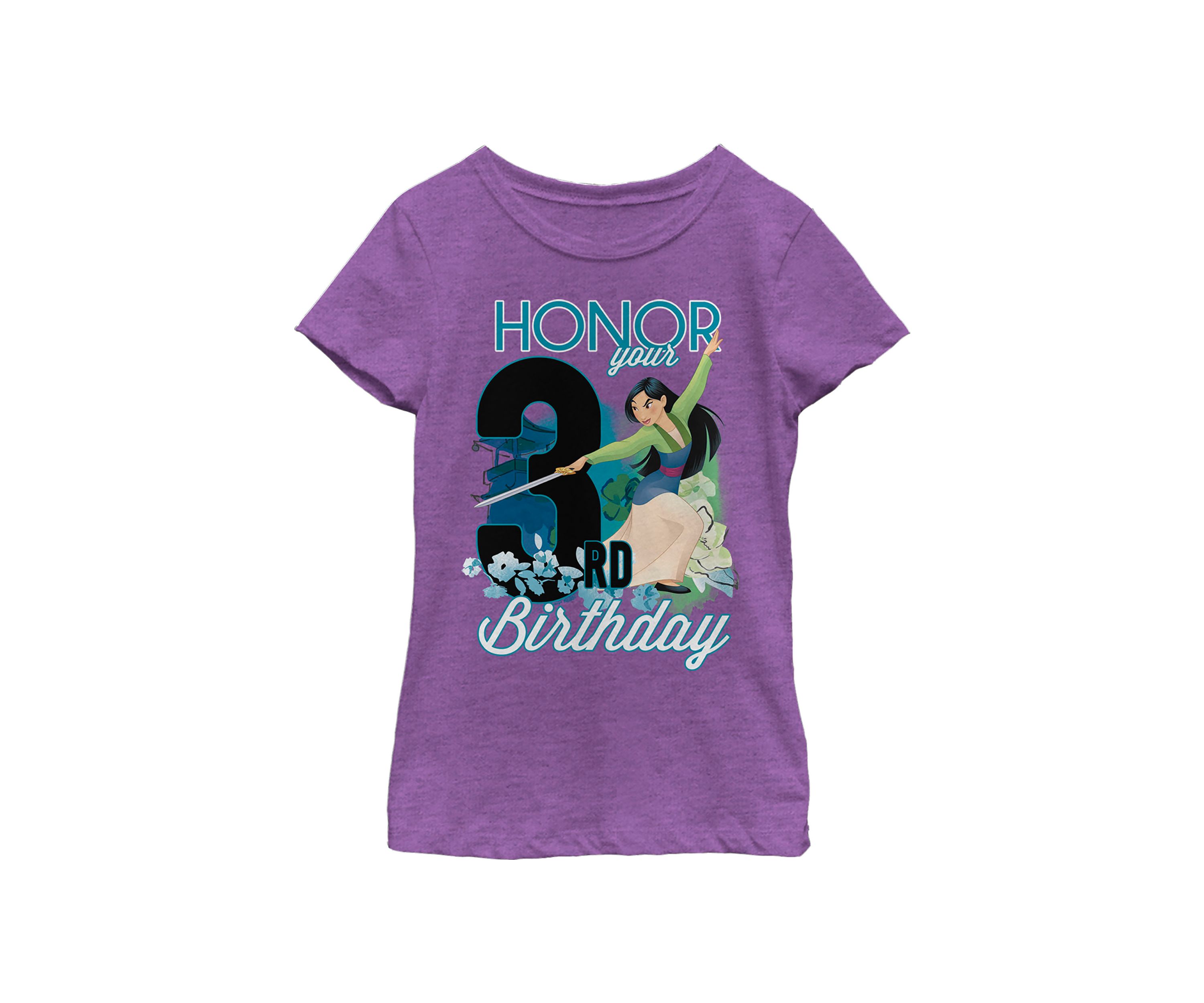 Girls 4-6x Mulan Three Birthday Graphic T-Shirt