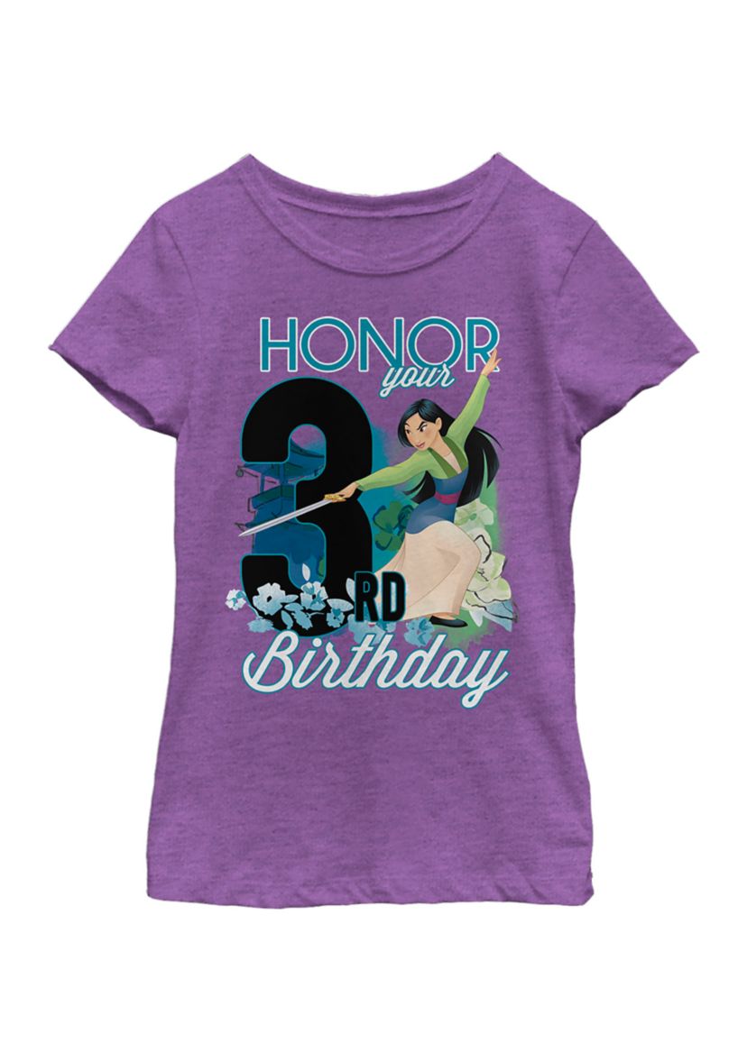 Girls 4-6x Mulan Three Birthday Graphic T-Shirt