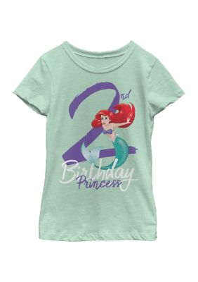 Disney Princess Girls 4-6x Birthday Mermaid Two Graphic T-Shirt, Mint, Medium