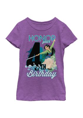 Disney Princess Girls 4-6X Mulan Four Birthday Graphic T-Shirt