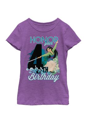 Disney Princess Girls 4-6x Mulan Four Birthday Graphic T-Shirt