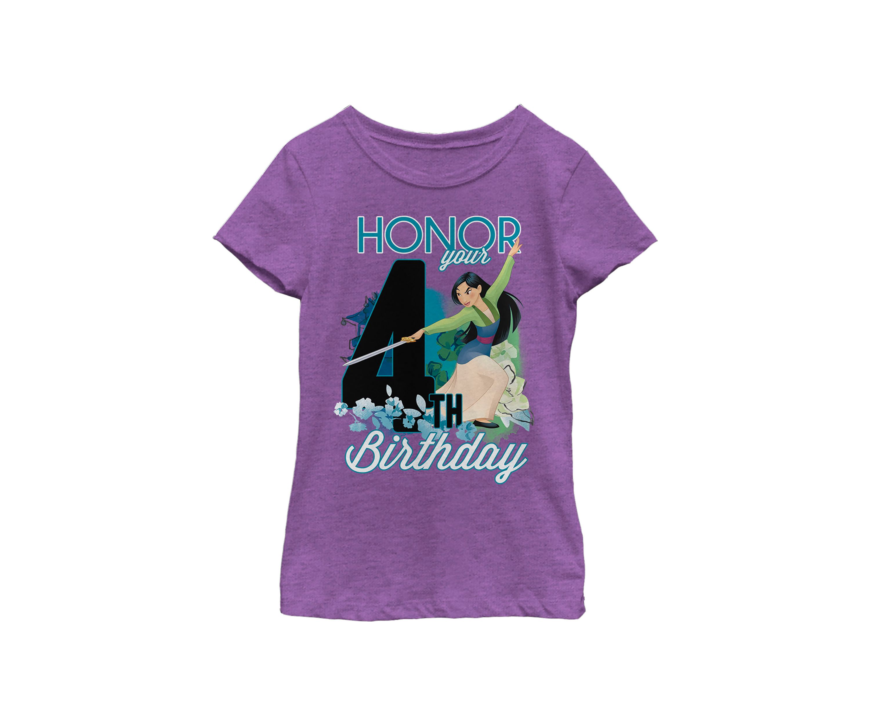 Girls 4-6x  Mulan Four Birthday Graphic T-Shirt
