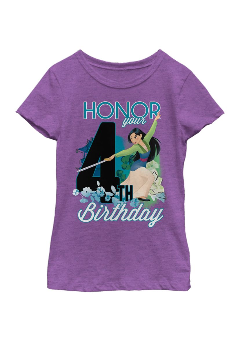 Girls 4-6x  Mulan Four Birthday Graphic T-Shirt