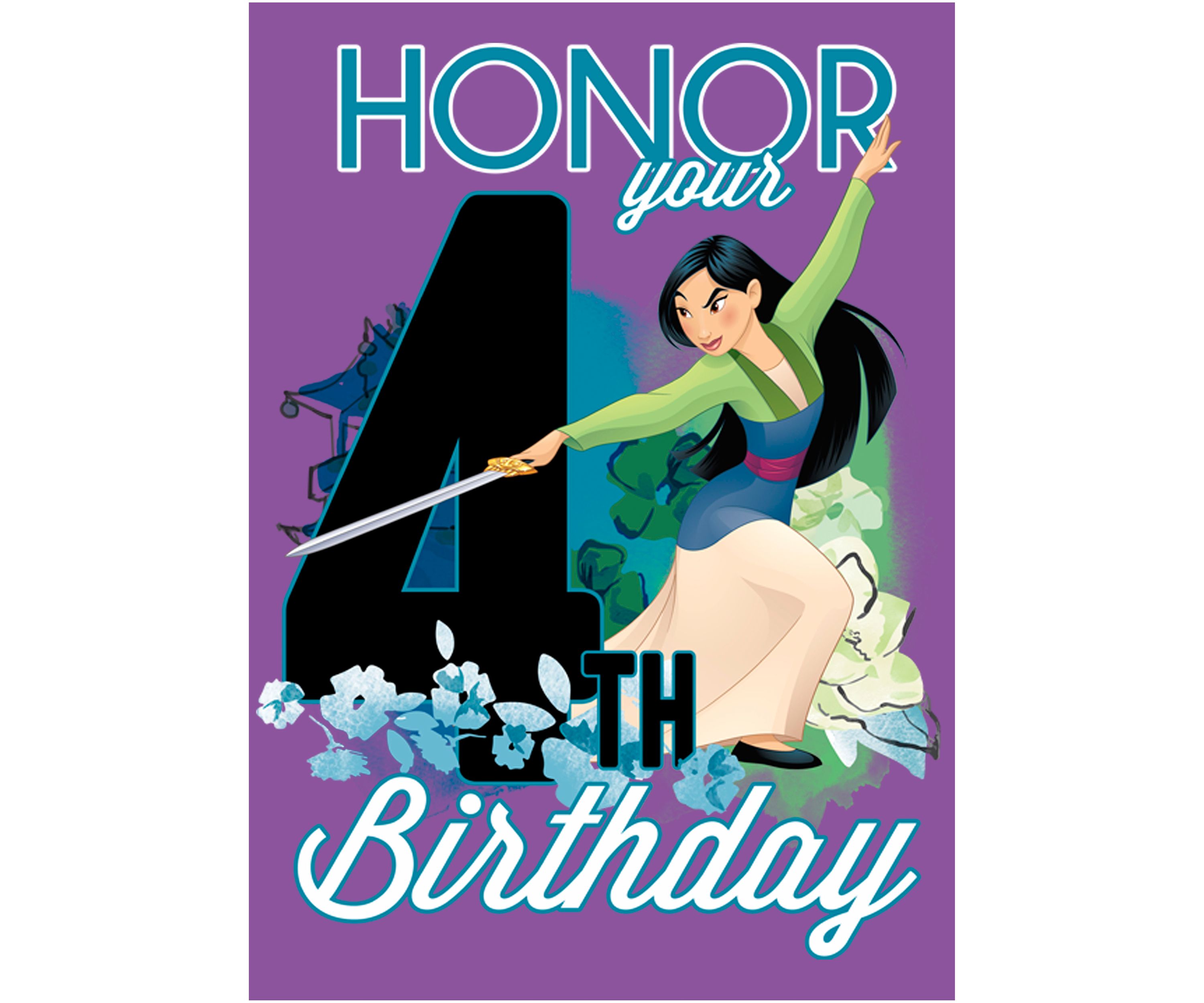 Girls 4-6x  Mulan Four Birthday Graphic T-Shirt