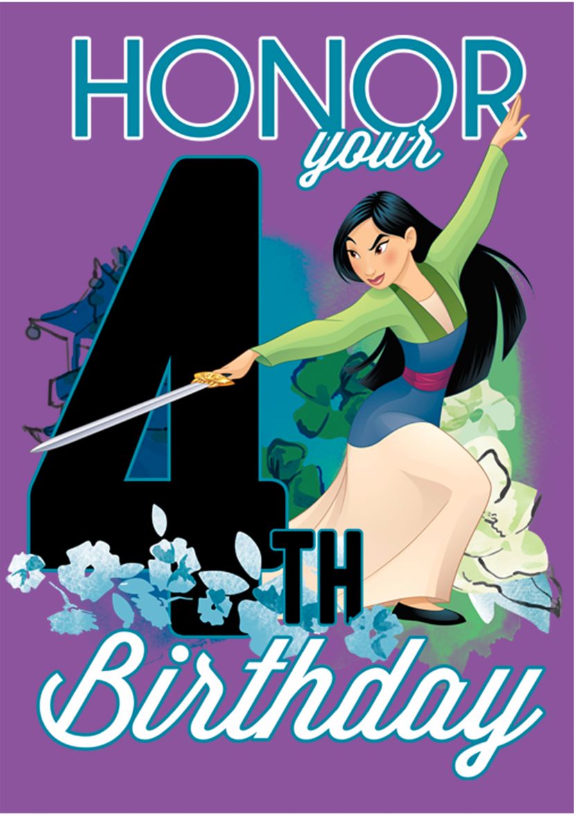 Girls 4-6x  Mulan Four Birthday Graphic T-Shirt