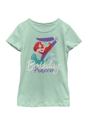 Disney Princess Girls 4-6x Birthday Mermaid Seven Graphic T-Shirt, Mint, Large