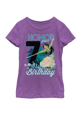Disney Princess Girls 4-6x Mulan Seven Birthday Graphic T-Shirt