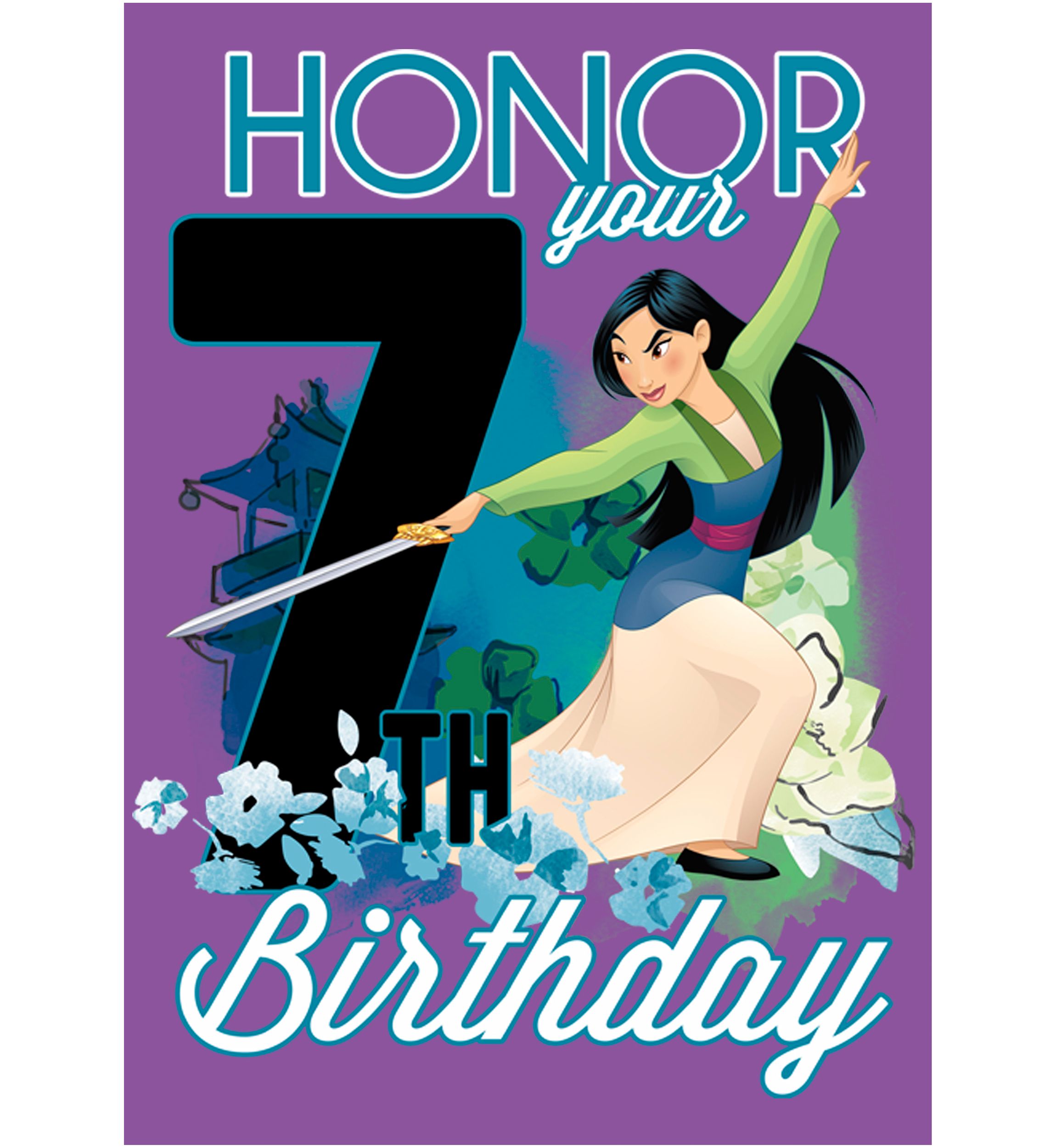 Girls 4-6x Mulan Seven Birthday Graphic T-Shirt