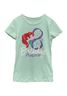 Disney Princess Girls 4-6x Birthday Mermaid Eight Graphic T-Shirt, Mint, Large