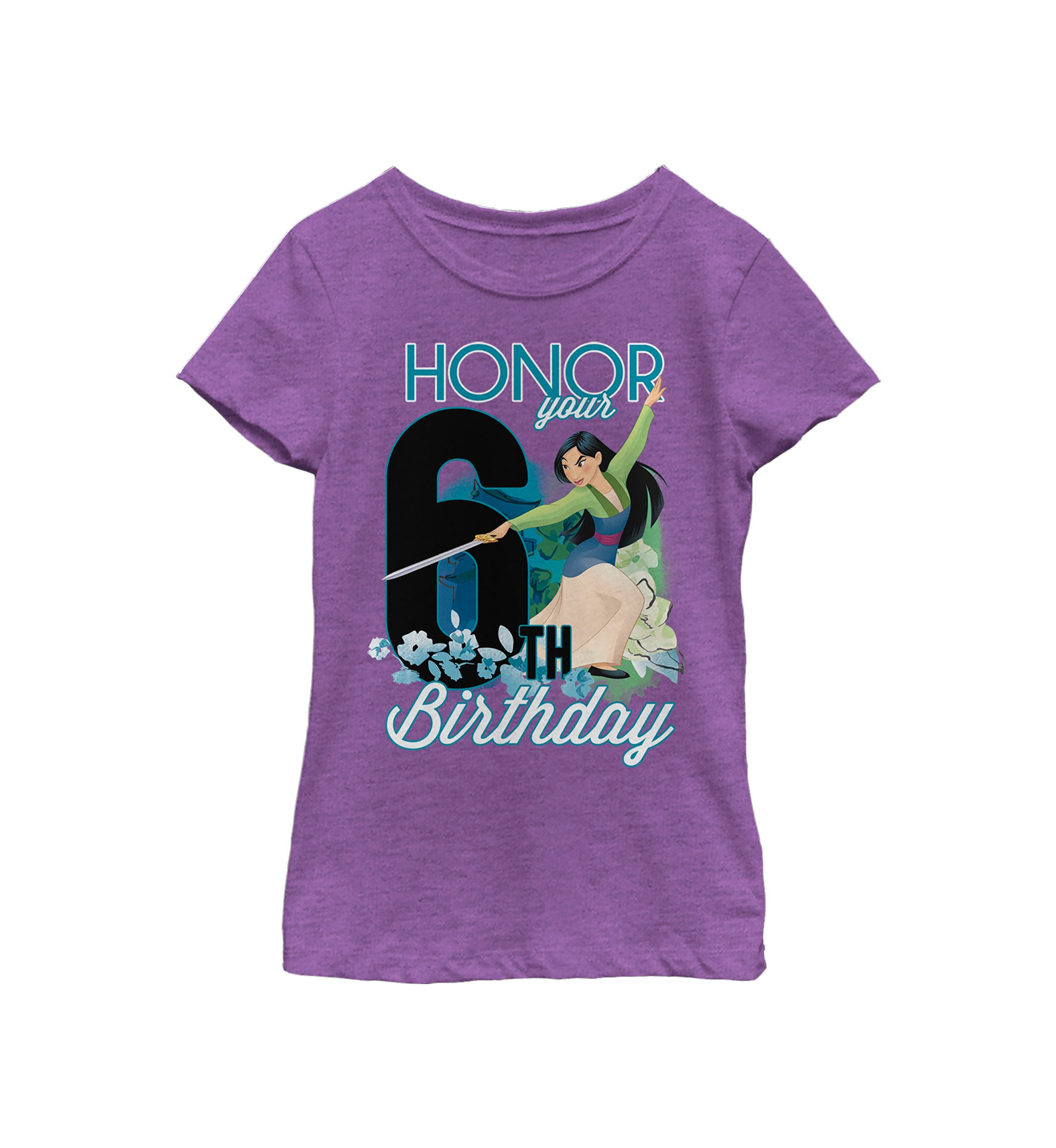 Girls 4-6x Mulan Six Birthday Graphic T-Shirt